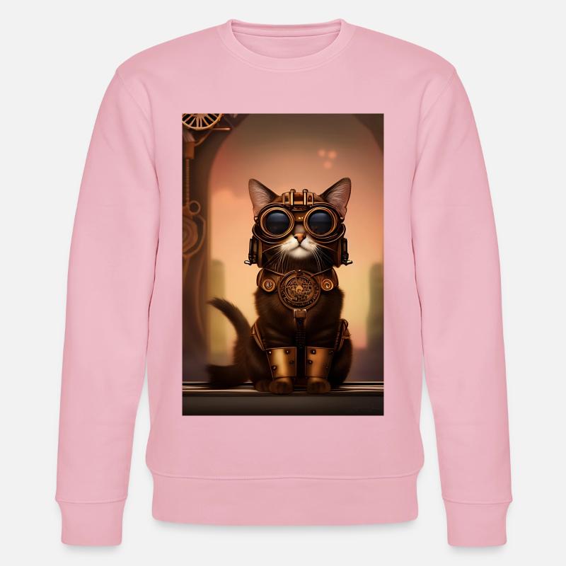 Katze Steampunk Style - Stanley/Stella Unisex Bio-Sweatshirt CHANGER  - Hellrosa