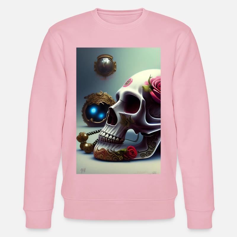 Abstrakte Totenkopf mit Rose - Stanley/Stella Unisex Bio-Sweatshirt CHANGER  - Hellrosa