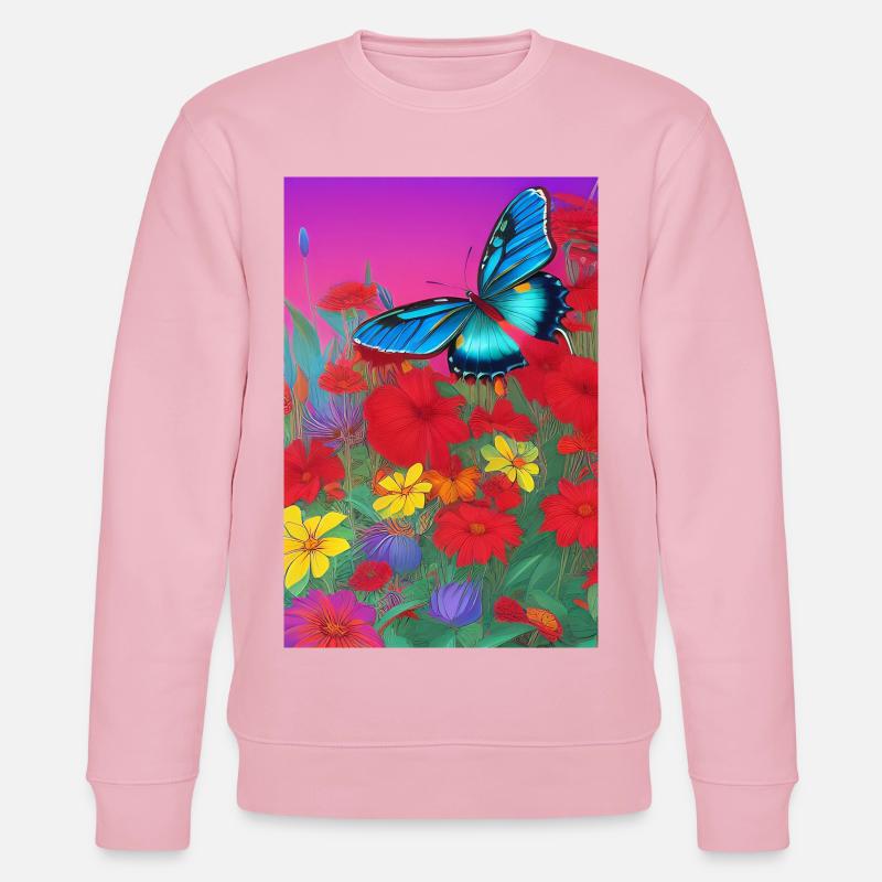Blumen und Schmetterling - Stanley/Stella Unisex Bio-Sweatshirt CHANGER  - Hellrosa