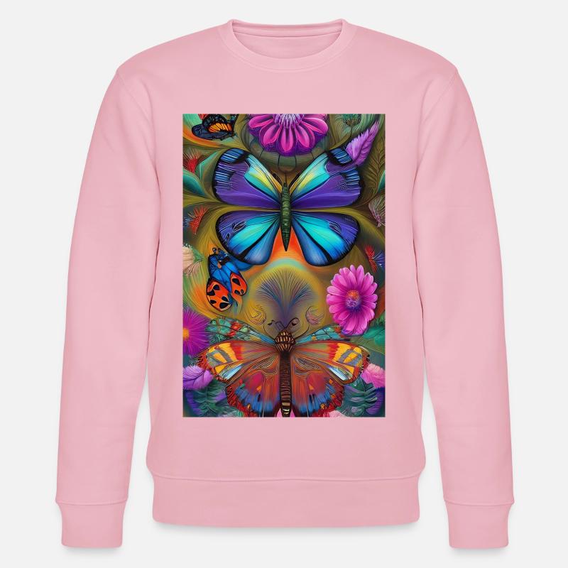 Fleurs et papillon - Sweat bio CHANGER Stanley/Stella Unisexe - rose pâle