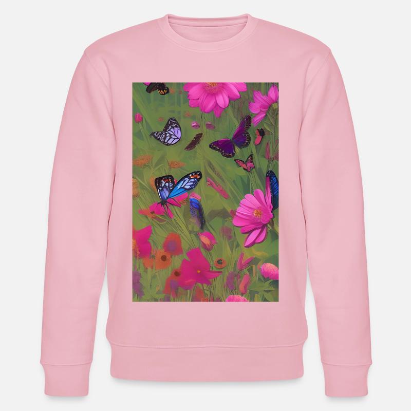 Blumen und Schmetterling - Stanley/Stella Unisex Bio-Sweatshirt CHANGER  - Hellrosa