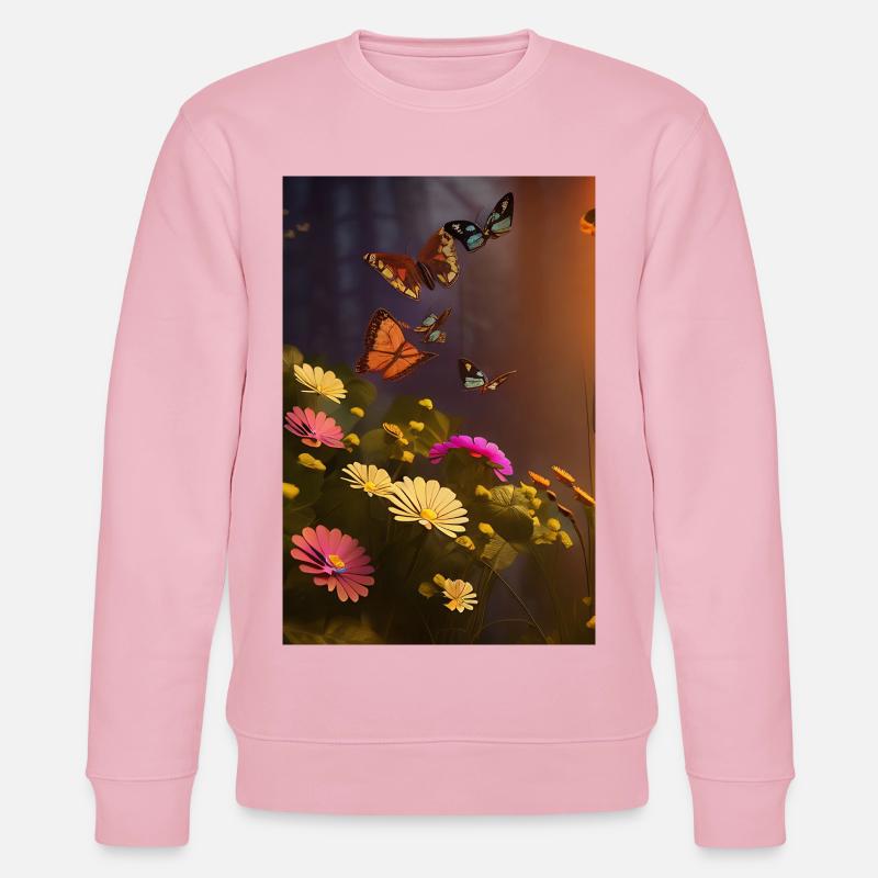 Blumen und Schmetterling - Stanley/Stella Unisex Bio-Sweatshirt CHANGER  - Hellrosa