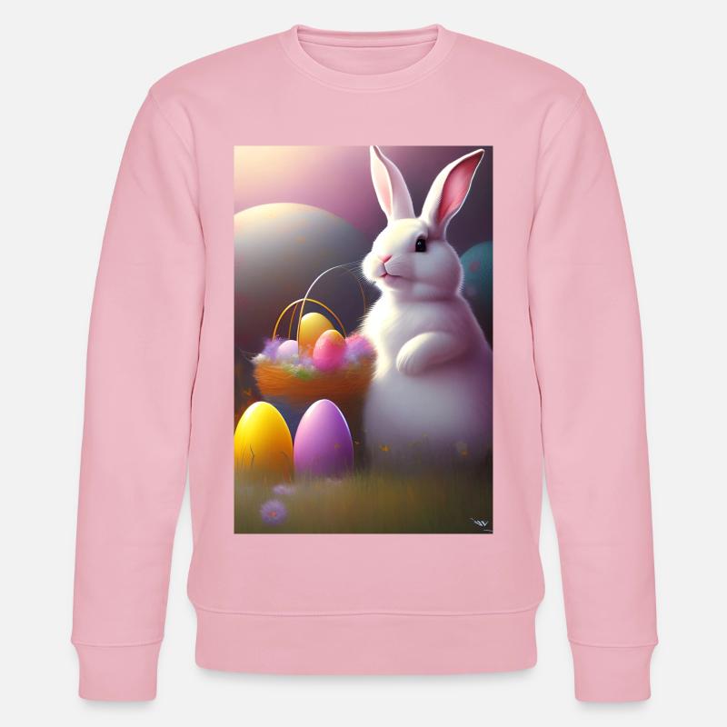 Easter Bunny with Easter Eggs - Stanley/Stella CHANGER Unisex Organic Sweatshirt - cotton pink