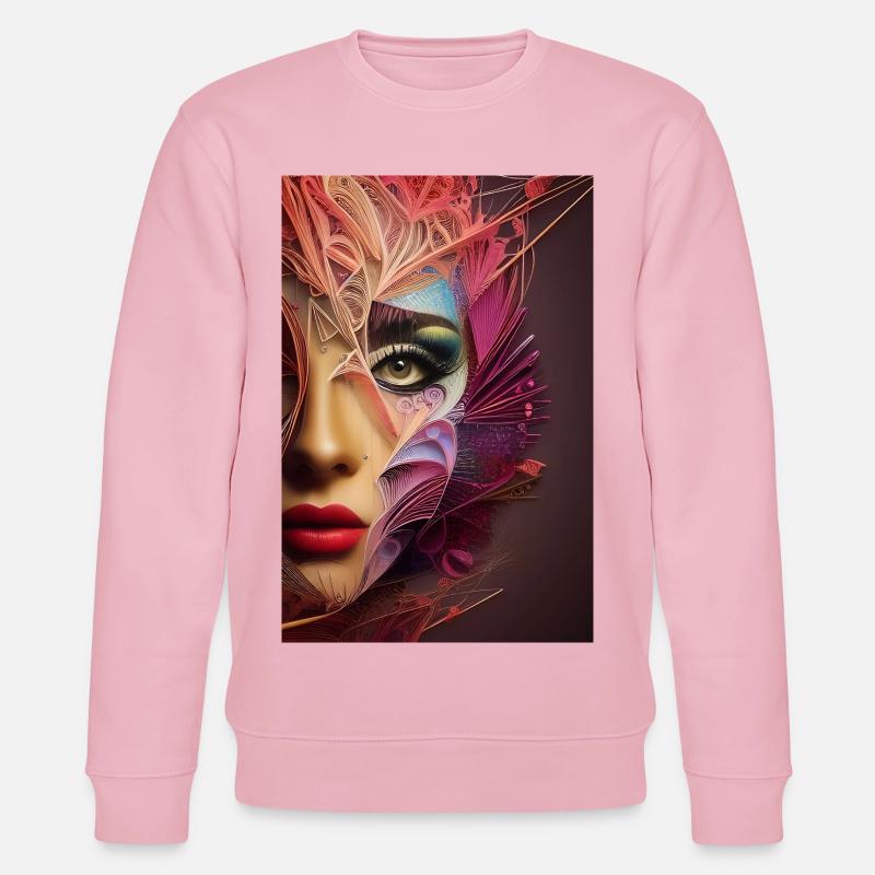 Abstrakte Gesichts Kunst - Stanley/Stella Unisex Bio-Sweatshirt CHANGER  - Hellrosa