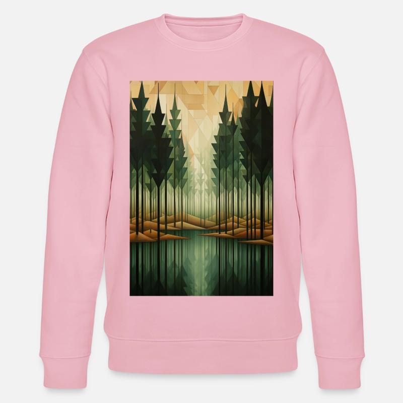 Waldlandschaft im geometrischen Stil - Stanley/Stella Unisex Bio-Sweatshirt CHANGER  - Hellrosa