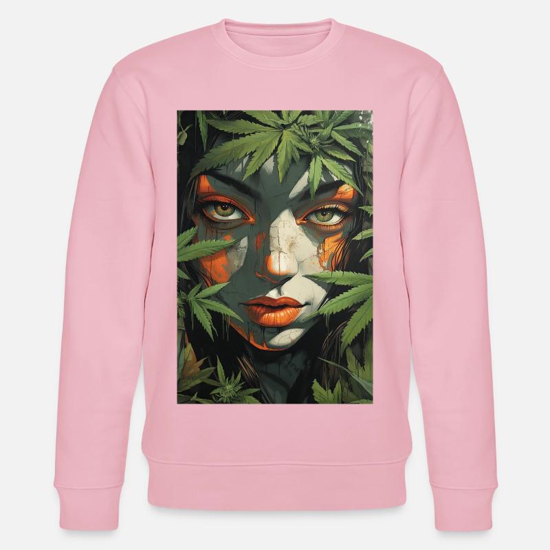 Leaf face in jungle light - Stanley/Stella CHANGER Unisex Organic Sweatshirt - cotton pink