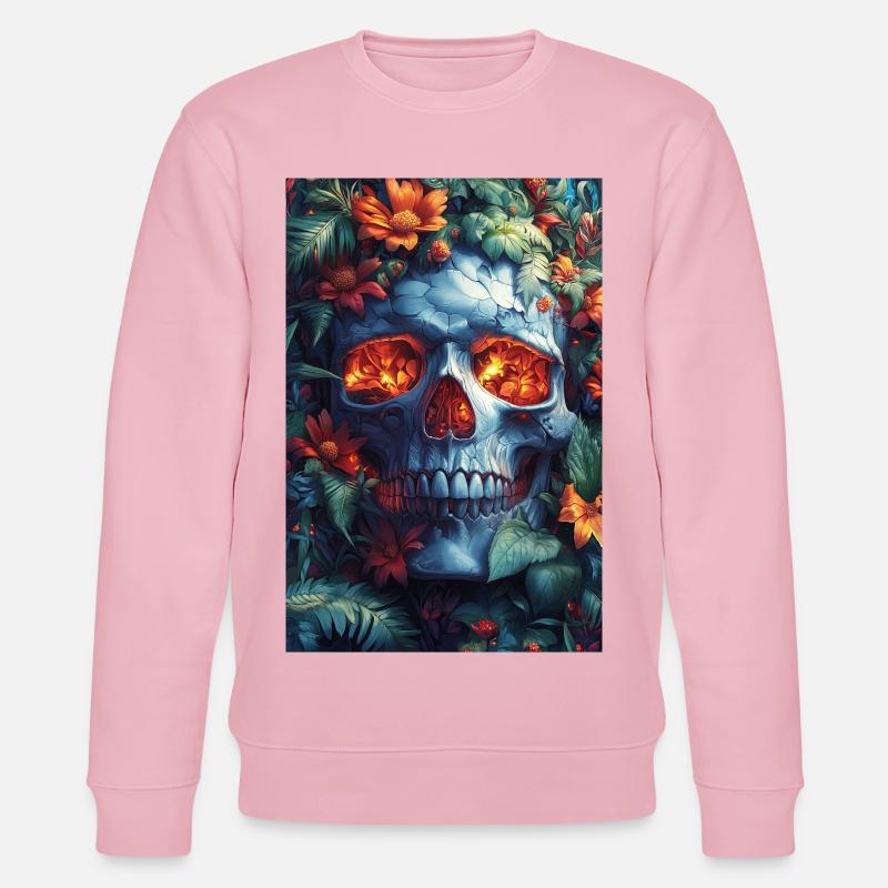 Flammender Schädel im Blütenreich - Stanley/Stella Unisex Bio-Sweatshirt CHANGER  - Hellrosa