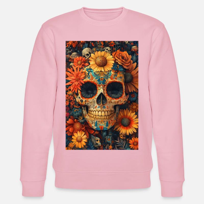Crâne de Fleurs Día de los Muertos - Sweat bio CHANGER Stanley/Stella Unisexe - rose pâle