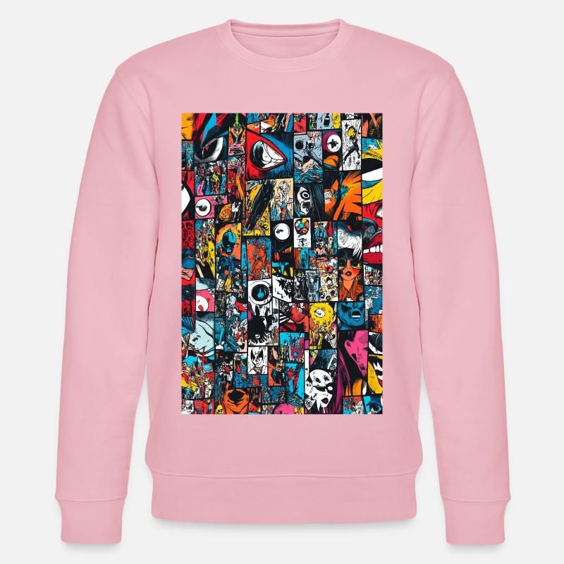 Kaleidoscope Comic Collage - Stanley/Stella CHANGER Unisex Organic Sweatshirt - cotton pink