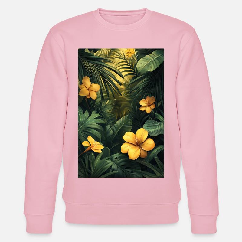 Tropenblüten im Blattwald - Stanley/Stella Unisex Bio-Sweatshirt CHANGER  - Hellrosa