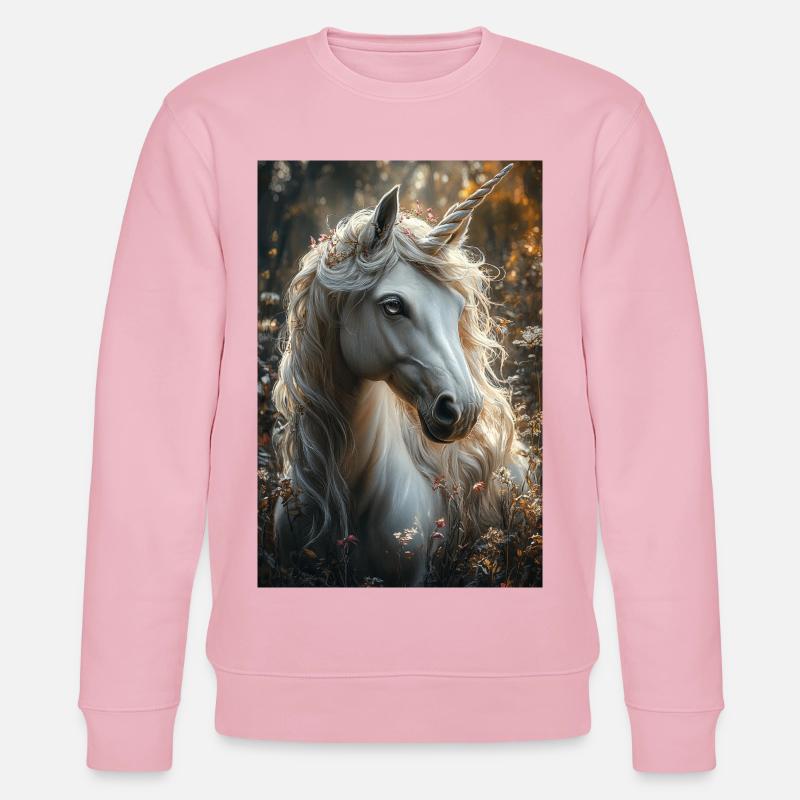 Märchen-Unicorn im Herbstlicht - Stanley/Stella Unisex Bio-Sweatshirt CHANGER  - Hellrosa