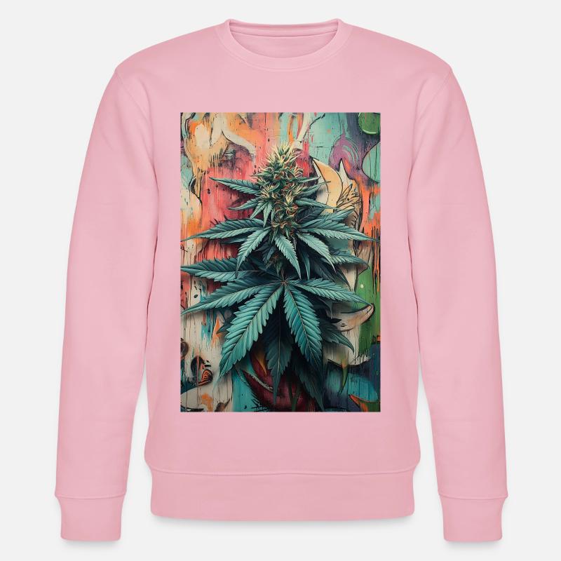 Graffiti Cannabis Leaf Art - Stanley/Stella CHANGER Unisex Organic Sweatshirt - cotton pink