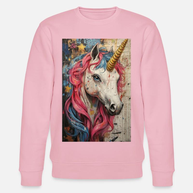 Einhorn Graffiti Neonfarben - Stanley/Stella Unisex Bio-Sweatshirt CHANGER  - Hellrosa