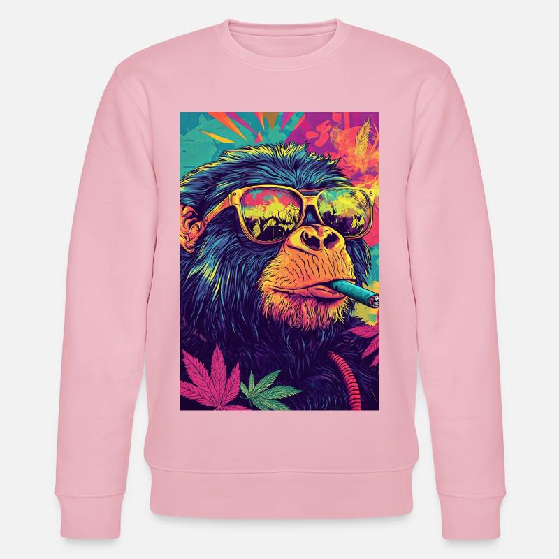 Psychedelischer Affe mit Sonnenbrille - Stanley/Stella Unisex Bio-Sweatshirt CHANGER  - Hellrosa