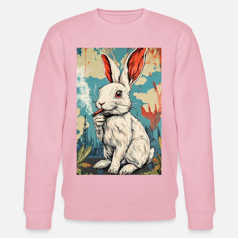 Graffiti Bunny Cigarette - Stanley/Stella CHANGER Unisex Organic Sweatshirt - cotton pink