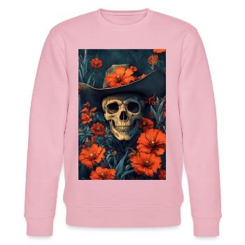 Sombrero squelette dans une mer de fleurs - Sweat bio CHANGER Stanley/Stella Unisexe - rose pâle - Devant - Jaron (178cm) & Liana (172cm)