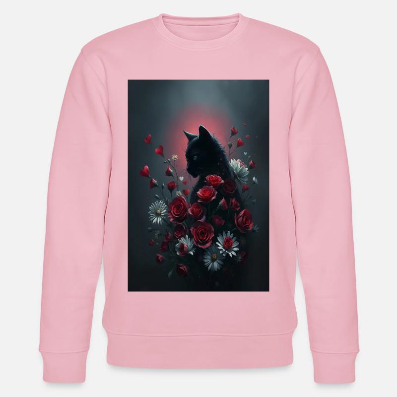 Katze mit Blumen - Stanley/Stella Unisex Bio-Sweatshirt CHANGER  - Hellrosa