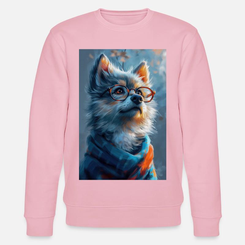 Lustiger Wolf Illustration Poster - Stanley/Stella Unisex Bio-Sweatshirt CHANGER  - Hellrosa