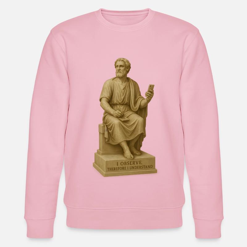 Ancient Philosopher Statue with Smartphone - Stanley/Stella CHANGER Unisex Organic Sweatshirt - cotton pink
