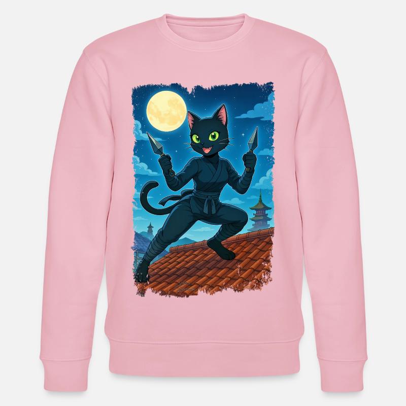 Chat ninja de la lune - Sweat bio CHANGER Stanley/Stella Unisexe - rose pâle