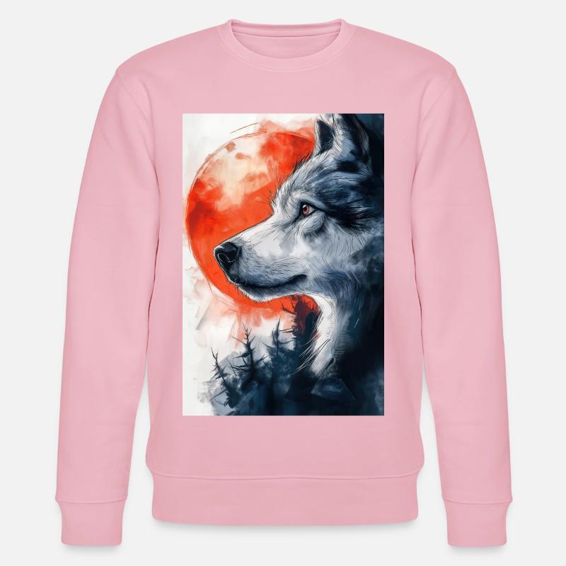 Illustration eines Wolfes - Stanley/Stella Unisex Bio-Sweatshirt CHANGER - Hellrosa