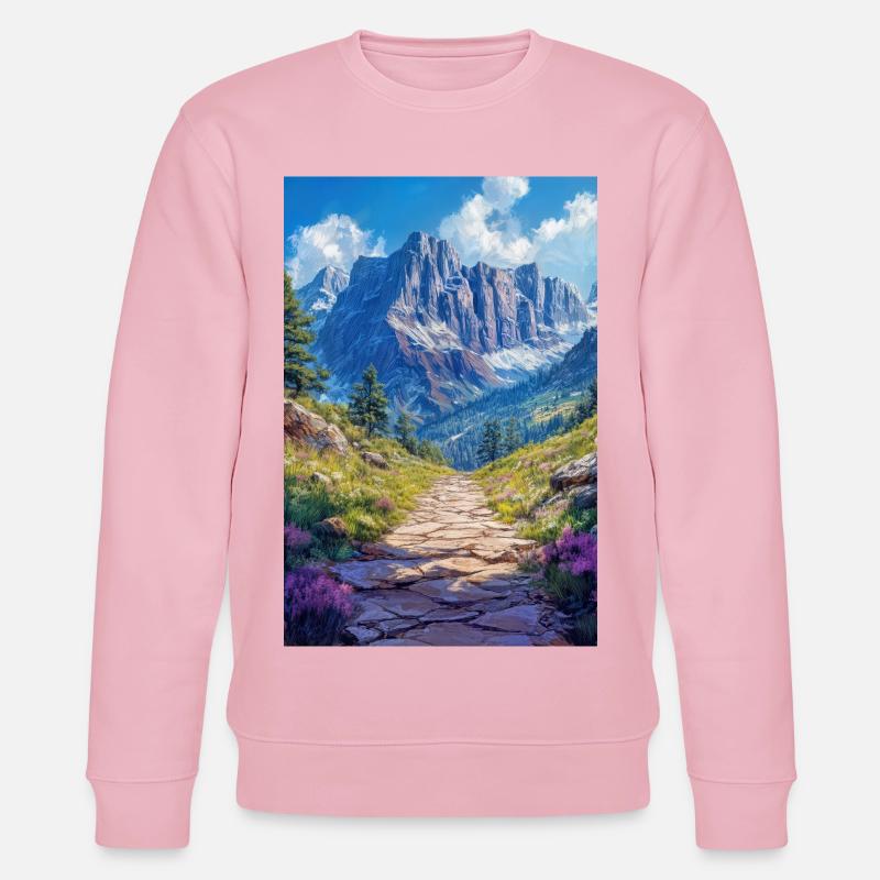 Illustration einer Gebirgslandschaft - Stanley/Stella Unisex Bio-Sweatshirt CHANGER  - Hellrosa