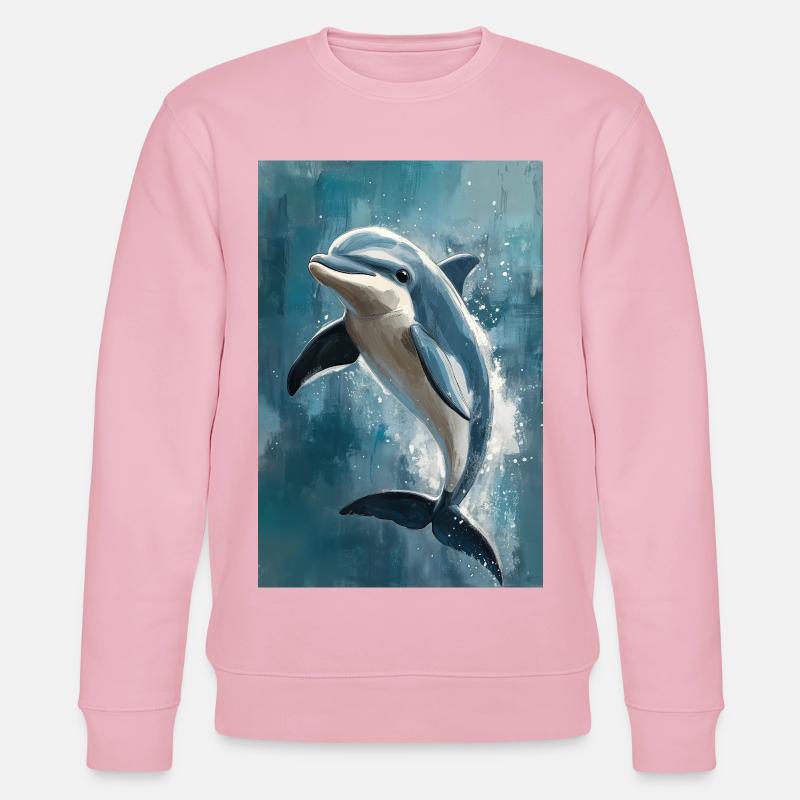 Illustration eines Delfins - Stanley/Stella Unisex Bio-Sweatshirt CHANGER  - Hellrosa