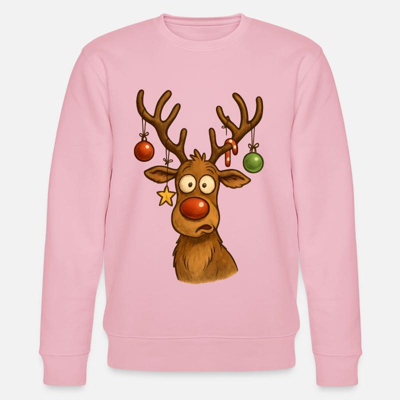 Reh mit Weihnachtskugeln - Stanley/Stella Unisex Bio-Sweatshirt CHANGER  - Hellrosa