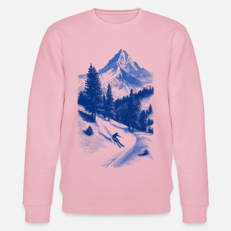 Blauer Gipfelgesicht Silhouette - Stanley/Stella Unisex Bio-Sweatshirt CHANGER  - Hellrosa