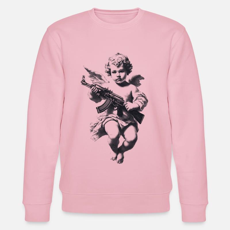 Engel mit Gewehr Silhouette - Stanley/Stella Unisex Bio-Sweatshirt CHANGER  - Hellrosa