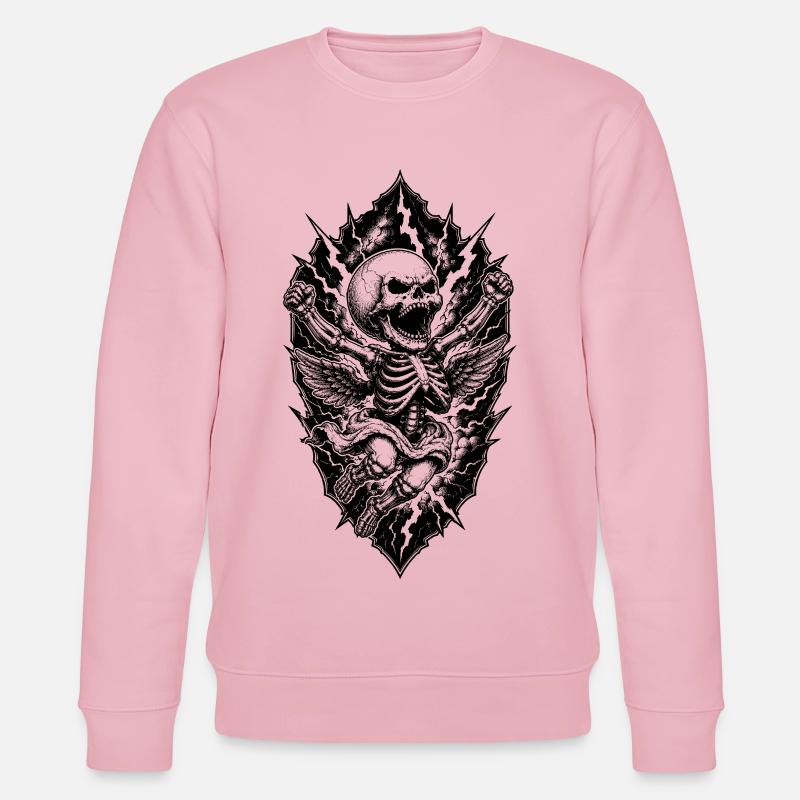 Skelett Engel mit Blitzen Gothic Motiv - Stanley/Stella Unisex Bio-Sweatshirt CHANGER  - Hellrosa