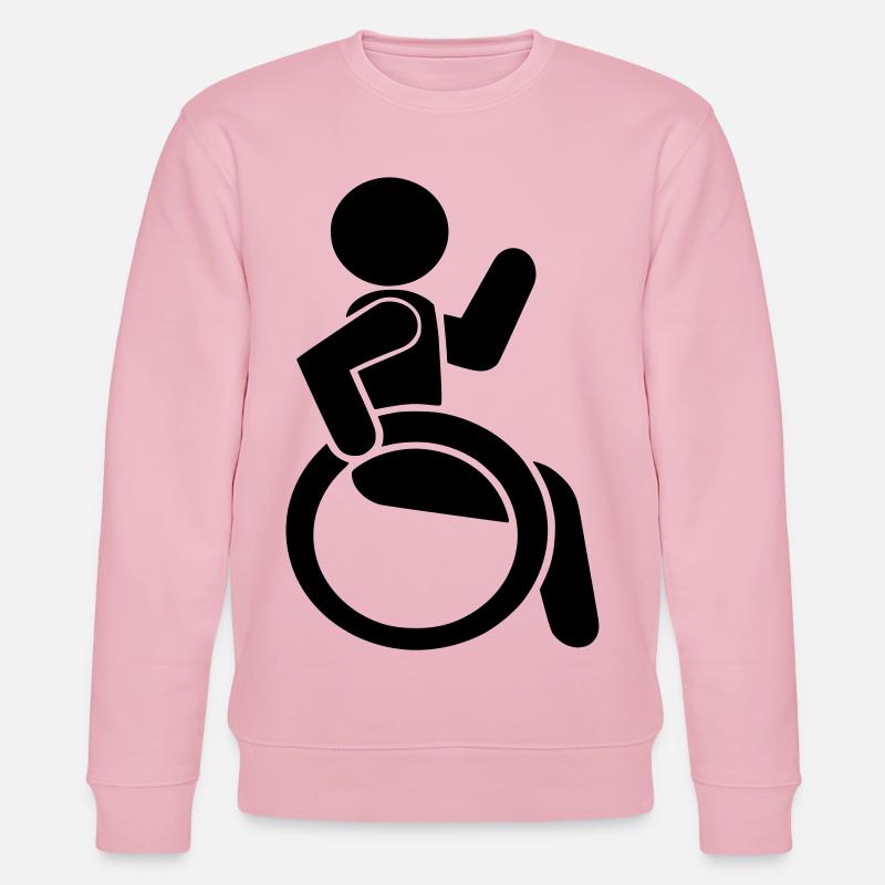 Winkender Rollstuhlfahrer # - Stanley/Stella Unisex Bio-Sweatshirt CHANGER  - Hellrosa