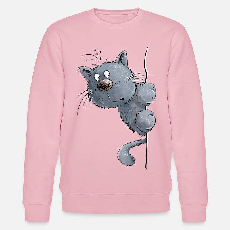 Blaue Katze I Katzenfreunde Geschenk - Stanley/Stella Unisex Bio-Sweatshirt CHANGER  - Hellrosa