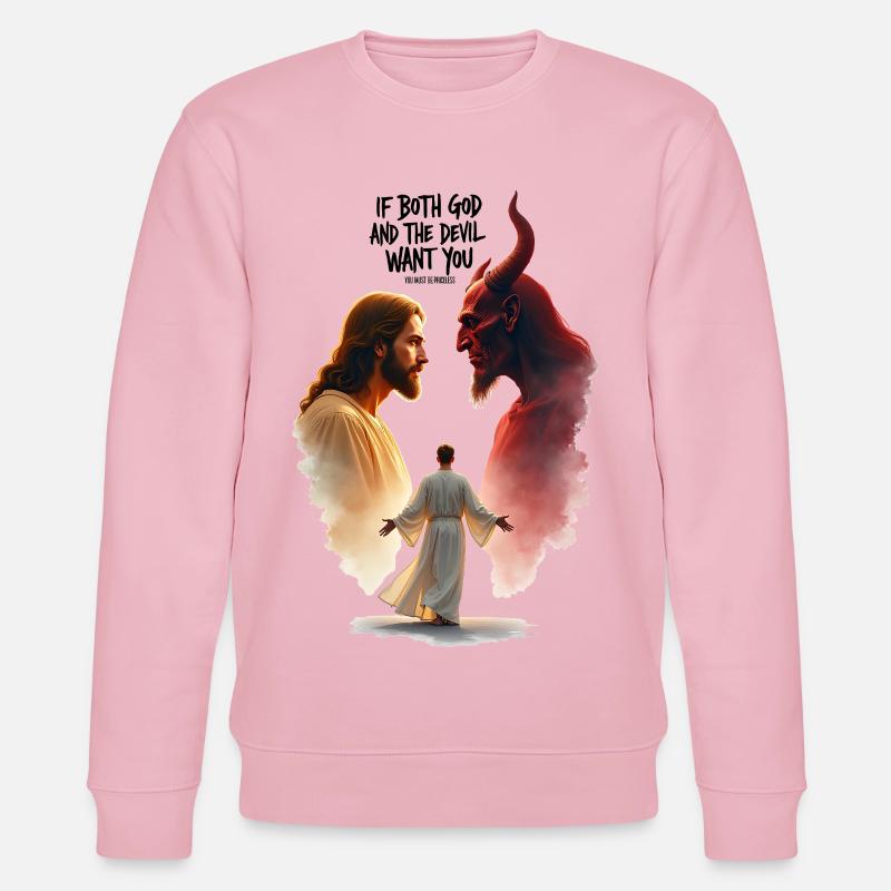 God's Choice Between Good and Evil - Stanley/Stella CHANGER Unisex Organic Sweatshirt - cotton pink