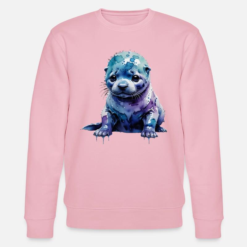 Loutre de phoque aquarelle - Sweat bio CHANGER Stanley/Stella Unisexe - rose pâle