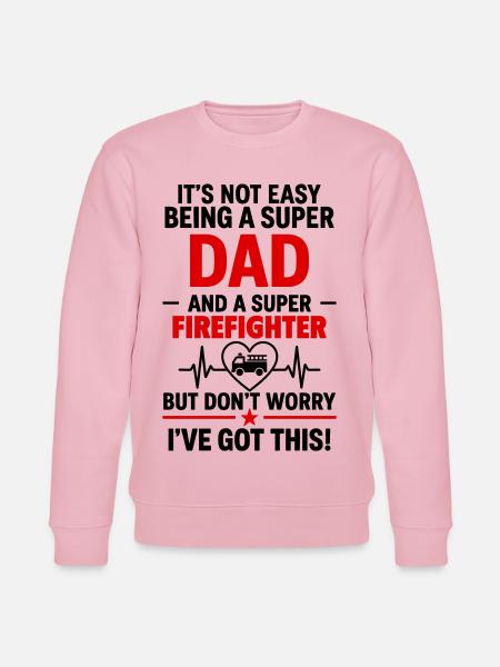 Heart + Firefighter – Super Firefighter Dad - Stanley/Stella CHANGER Unisex Organic Sweatshirt - cotton pink