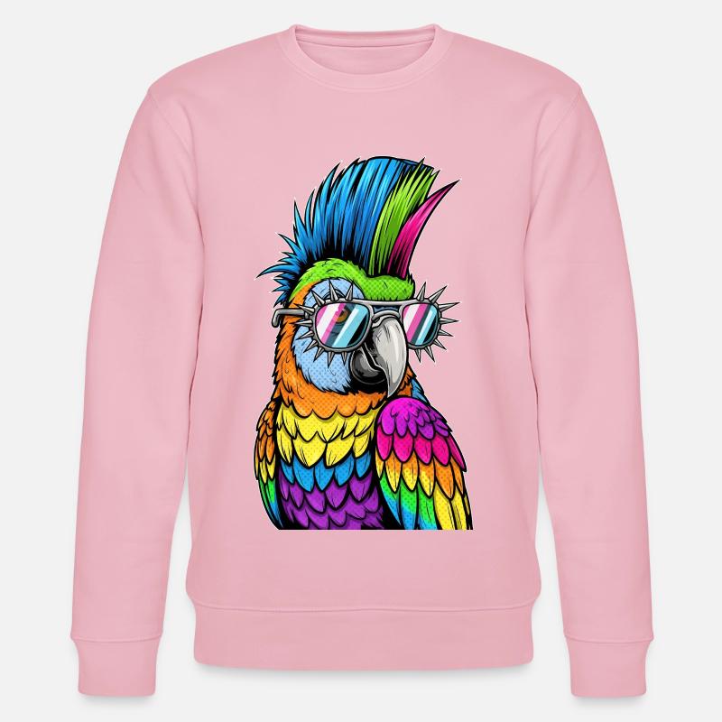 Farbenfroher Disco-Parrot mit Sonnenbrille - Stanley/Stella Unisex Bio-Sweatshirt CHANGER  - Hellrosa