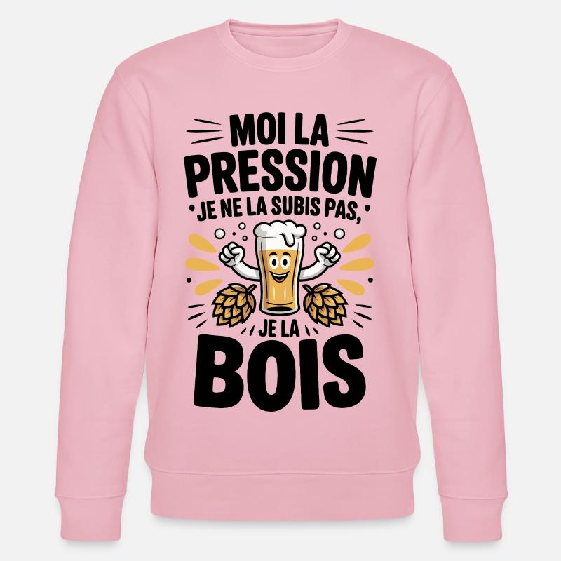 Bière Pression Subis houblon llustration fun - Sweat bio CHANGER Stanley/Stella Unisexe - rose pâle