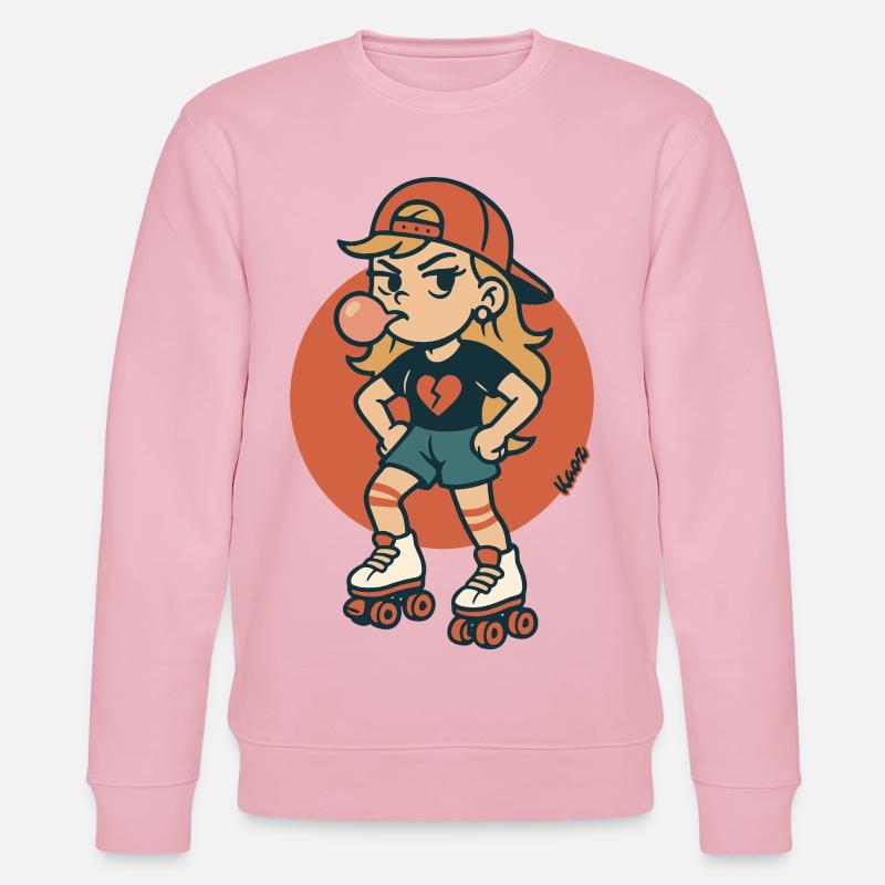 Rollschuh Mädchen mit Kaugummi - Stanley/Stella Unisex Bio-Sweatshirt CHANGER  - Hellrosa