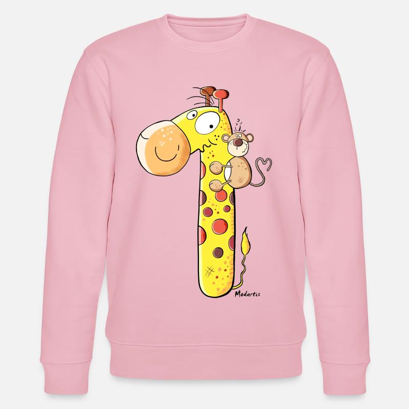 Singe sur Giraffe - Sweat bio CHANGER Stanley/Stella Unisexe - rose pâle