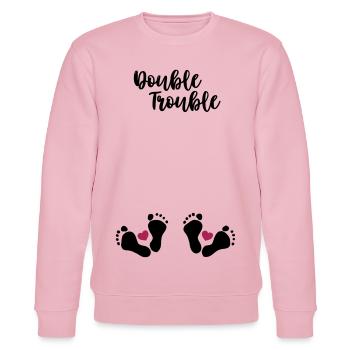 Double Trouble - Schwanger mit Zwillingen - Stanley/Stella Unisex Bio-Sweatshirt CHANGER  - Hellrosa - Vorne - Jaron (178cm) & Liana (172cm)