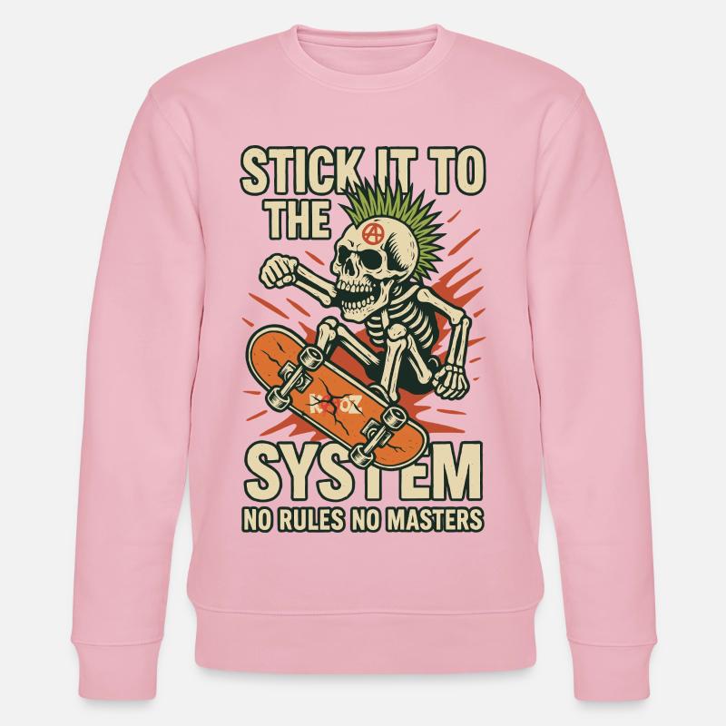 Skelett Skateboard Gegen das System - Stanley/Stella Unisex Bio-Sweatshirt CHANGER  - Hellrosa