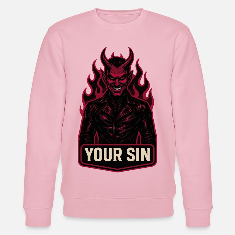 Devil Your Sin, Evil Demon, Hellflames - Stanley/Stella CHANGER Unisex Organic Sweatshirt - cotton pink