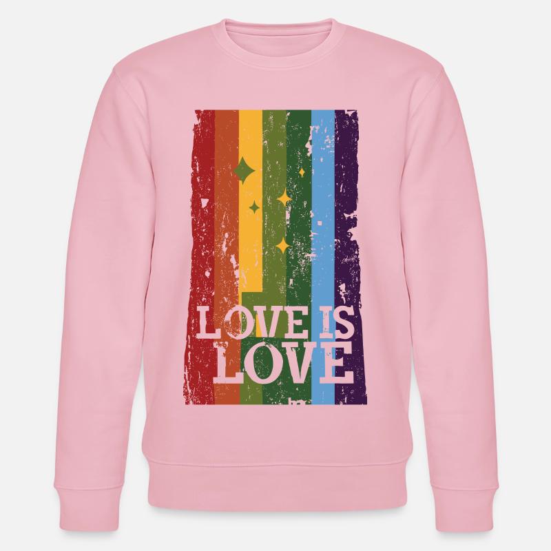 Distressed Pride Flag, Love is Love - Stanley/Stella Unisex Bio-Sweatshirt CHANGER  - Hellrosa