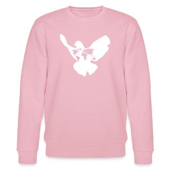 Peace Friedenstaube mit Weltkarte - Stanley/Stella Unisex Bio-Sweatshirt CHANGER  - Hellrosa - Vorne - Jaron (178cm) & Liana (172cm)