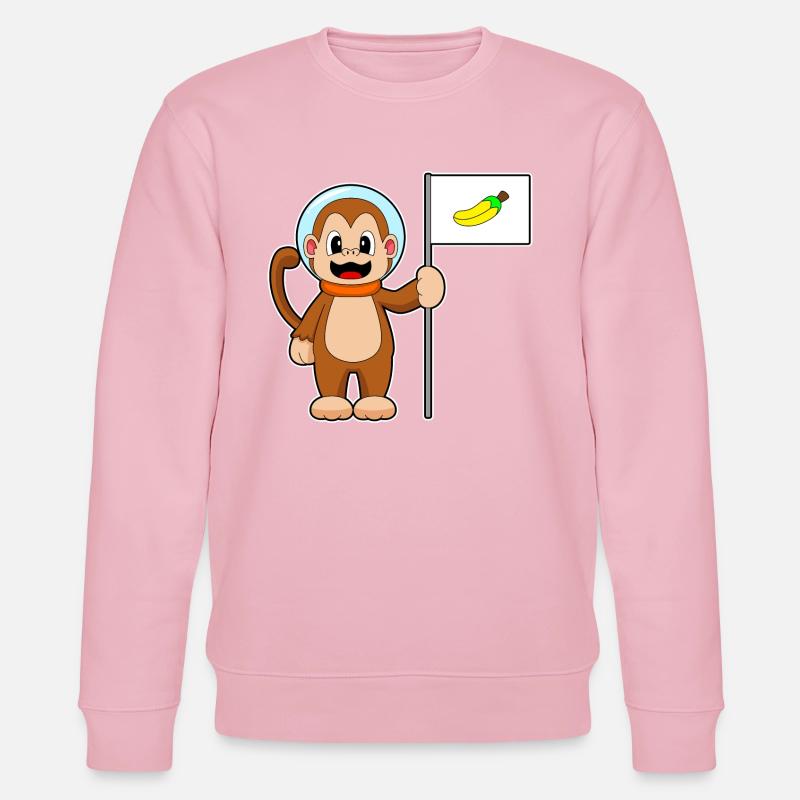 Singe, Banane, Astronaute, Espace - Sweat bio CHANGER Stanley/Stella Unisexe - rose pâle