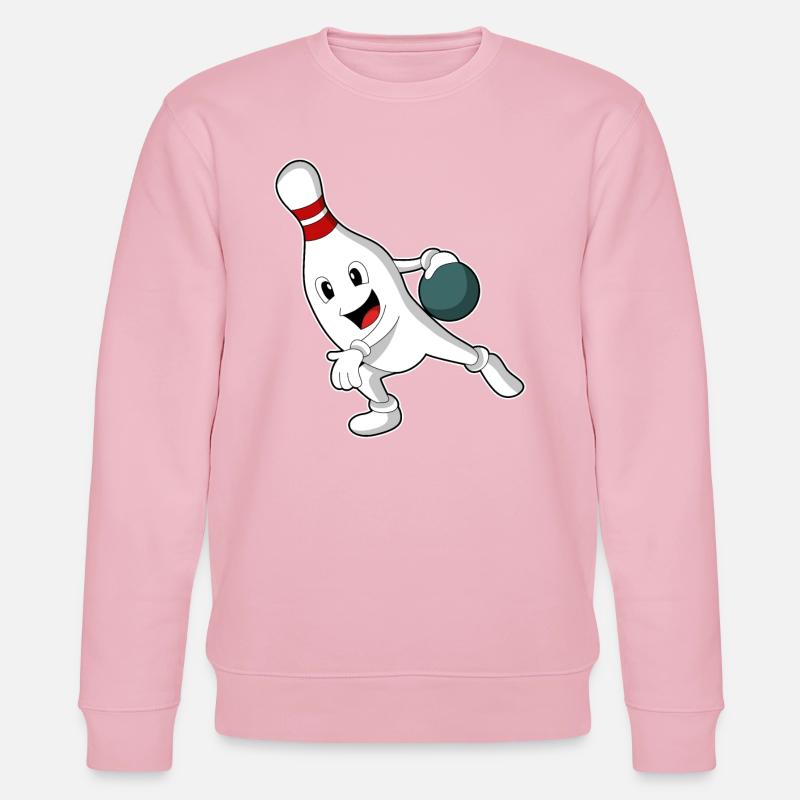 Bowling-Pin beim Bowling mit Bowlingkugel - Stanley/Stella Unisex Bio-Sweatshirt CHANGER  - Hellrosa