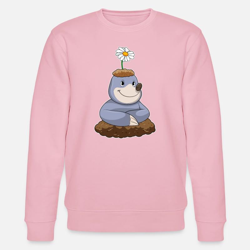Maulwurf mit Gänseblümchen Blume - Stanley/Stella Unisex Bio-Sweatshirt CHANGER  - Hellrosa