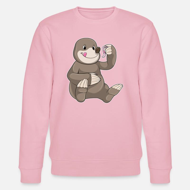 Mole with earthworm - Stanley/Stella CHANGER Unisex Organic Sweatshirt - cotton pink