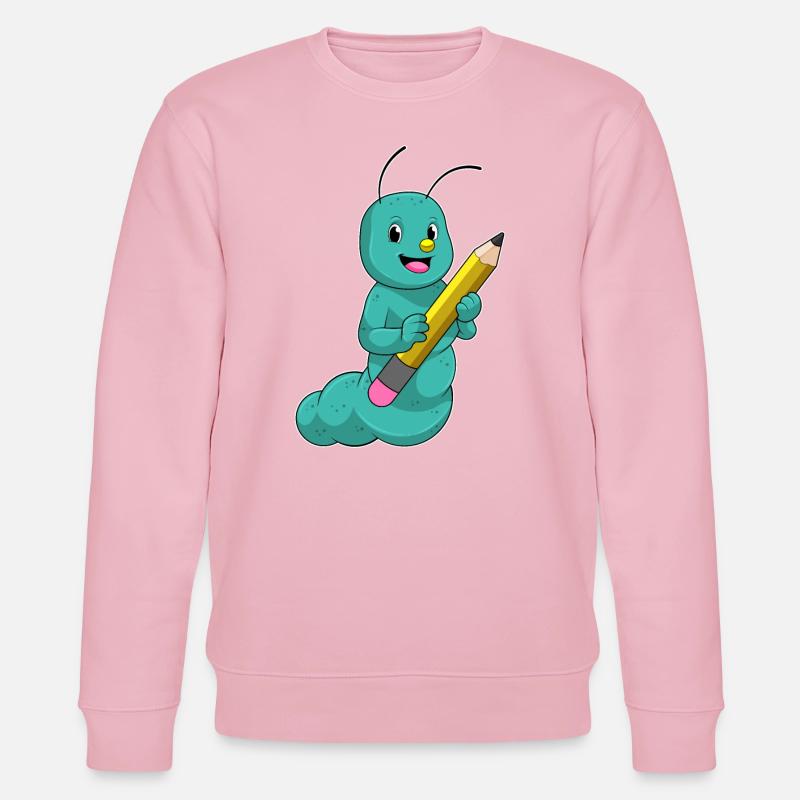 Raupe mit Bleistift - Stanley/Stella Unisex Bio-Sweatshirt CHANGER - Hellrosa